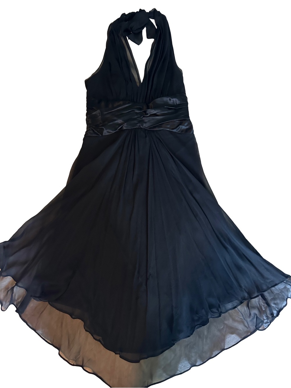London Times Black Halter Chiffon Maxi Dress